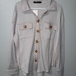 Gray Button Down Shirt with Wooden Buttons